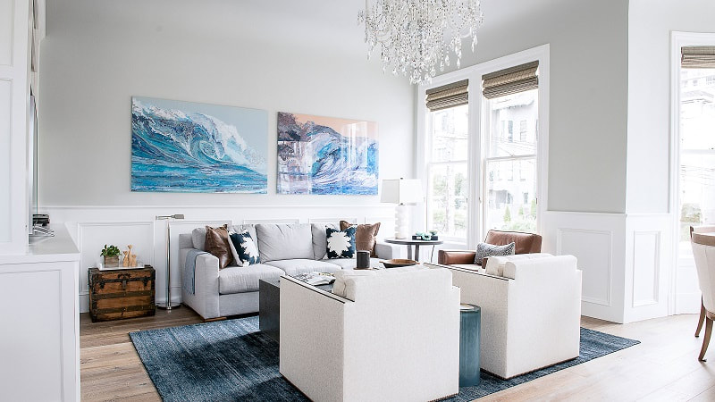 living space decorated in coastal style